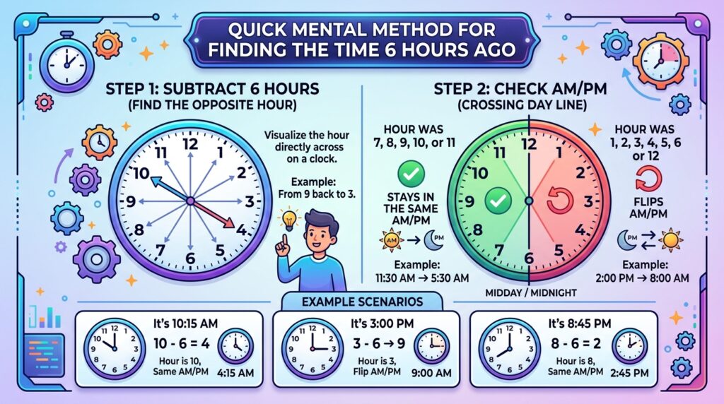 Quick Mental Method for Finding the Time 6 Hours Ago
