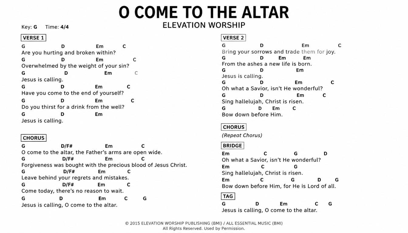 Worship Song Lyrics and Chords