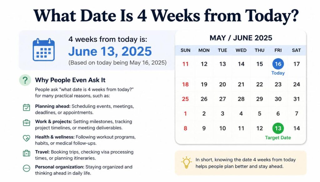 Date Is 4 Weeks from Today